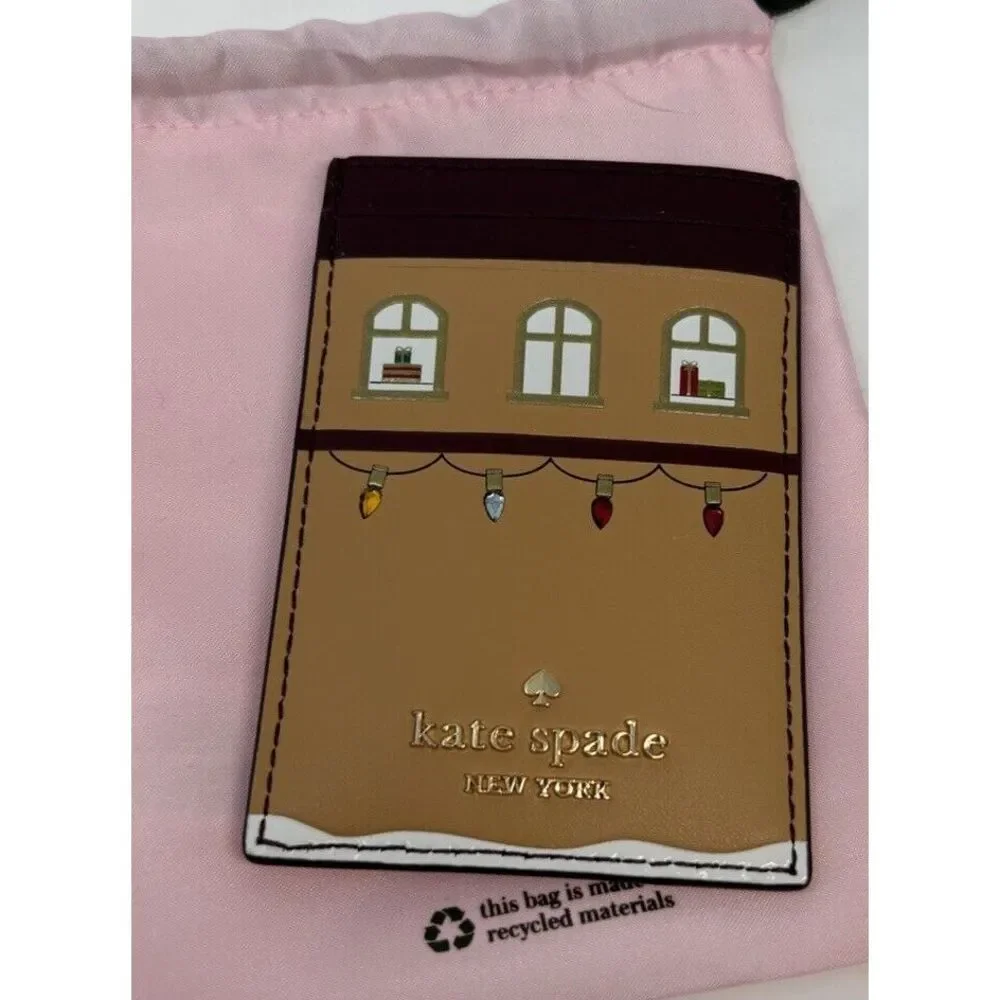 Kate Spade Womens Wallet Cardholder KJ072 Gingerbread House Slim Oh What Fun NWT